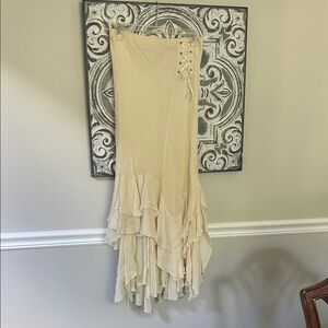 Elegant Cream Ruffled Skirt